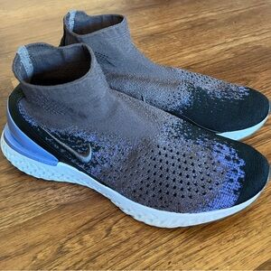 Nike Rise React Flyknit Shoes Thunder Gray Sapphire Blue AV5554-055 Size 10.5